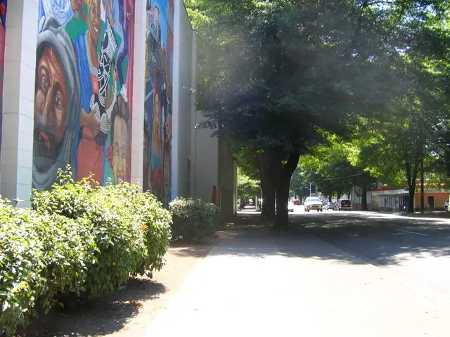 In the image I can see a wall on which there is some painting and around there are some houses and...