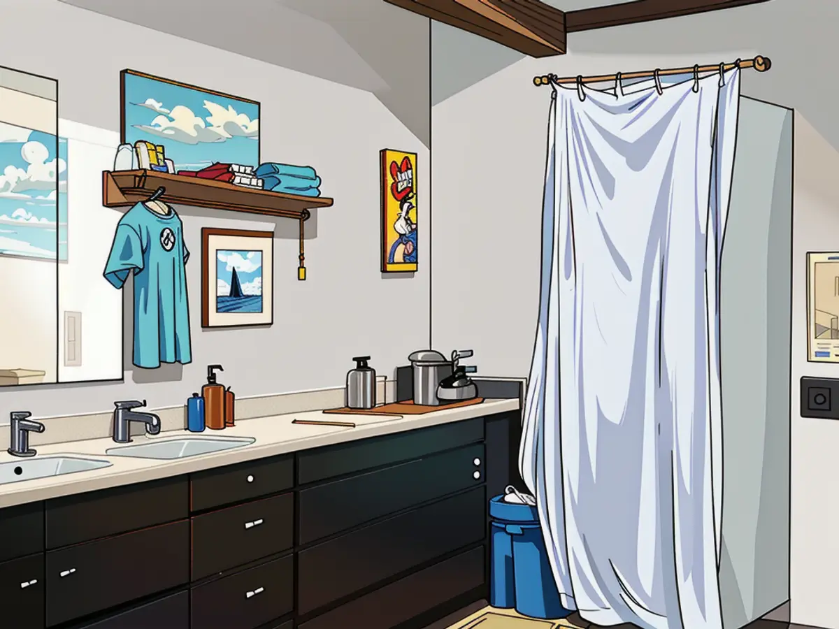 Multi-use restroom painted Sherwin-Williams' Snowbound color Color Choices for Neutral Bathrooms: 14 Suggestions