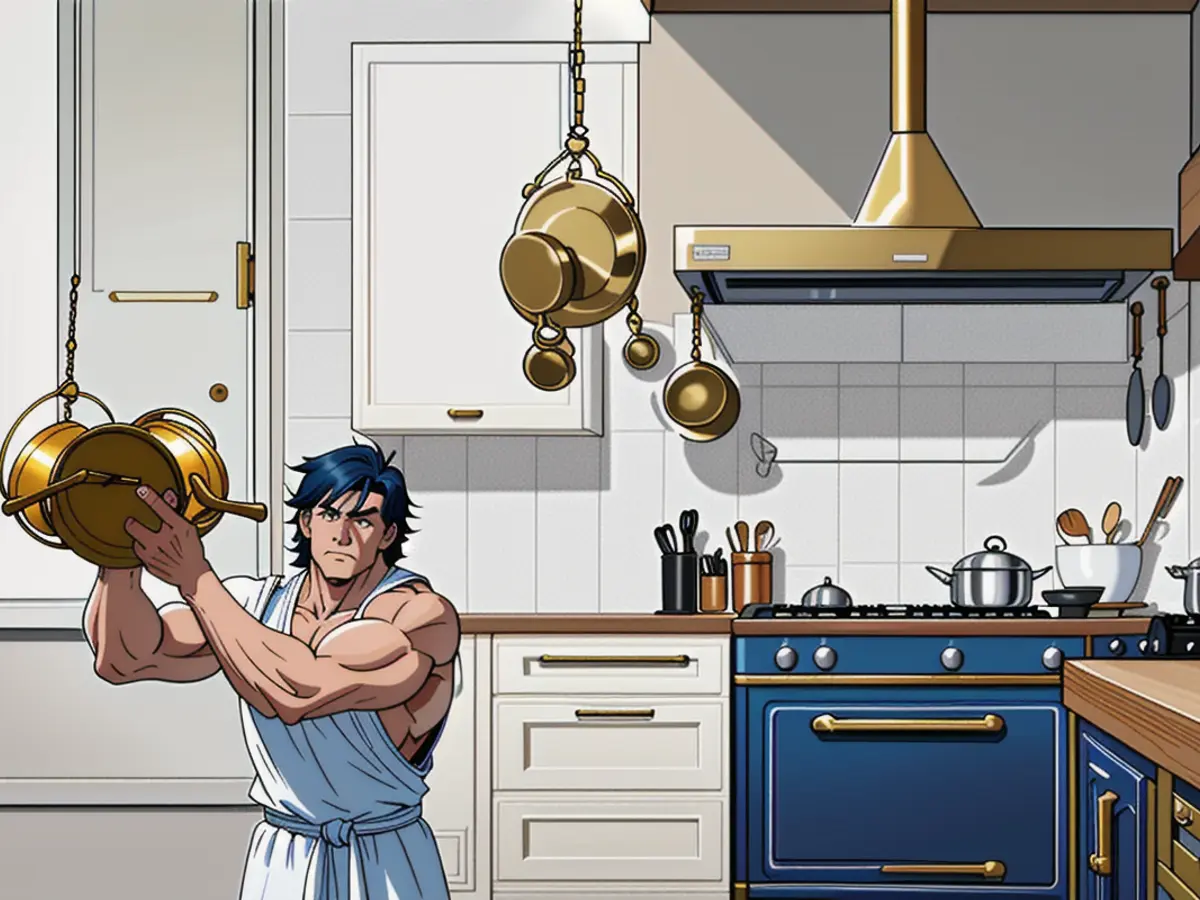 Blue and White Kitchen Equipped with Stylish Swing Arm Pot Filler in Brass A Pot Filler: Should You Consider Installing One? Industry Professionals Share Their Thoughts
