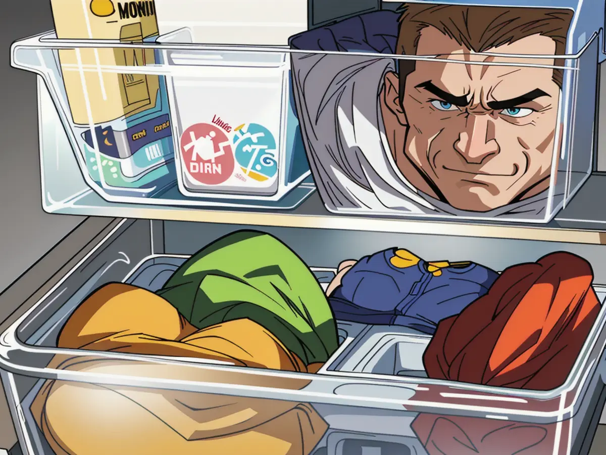 Refrigerator's transparent containers filled with diverse items. Containers in a refrigerator, filled with assorted goods.